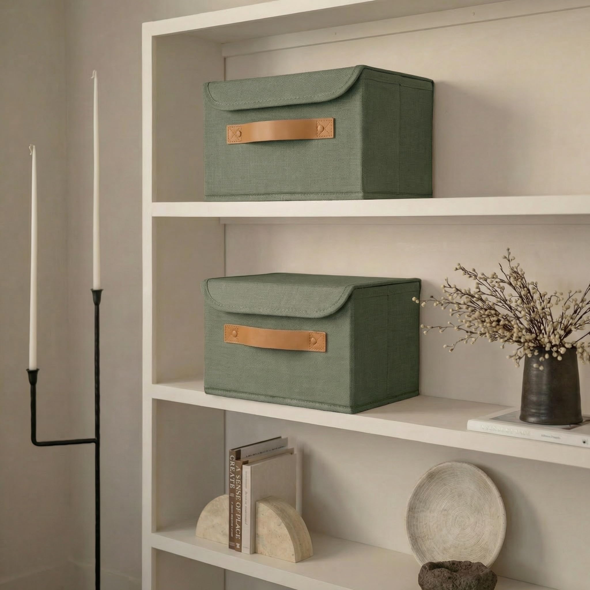 Amazon.com - Decorative Linen Storage Boxes with Lids - Spacious
